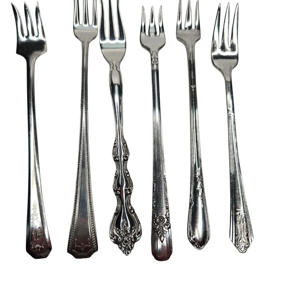 Harbor House Collection Vintage Silver Plate Seafood Forks Set of 6 Mismatched
